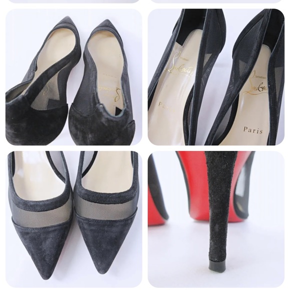 Christian louboutin galativi mesh pumps Suede pointed toe black size 37.5 Heels - Picture 3 of 4